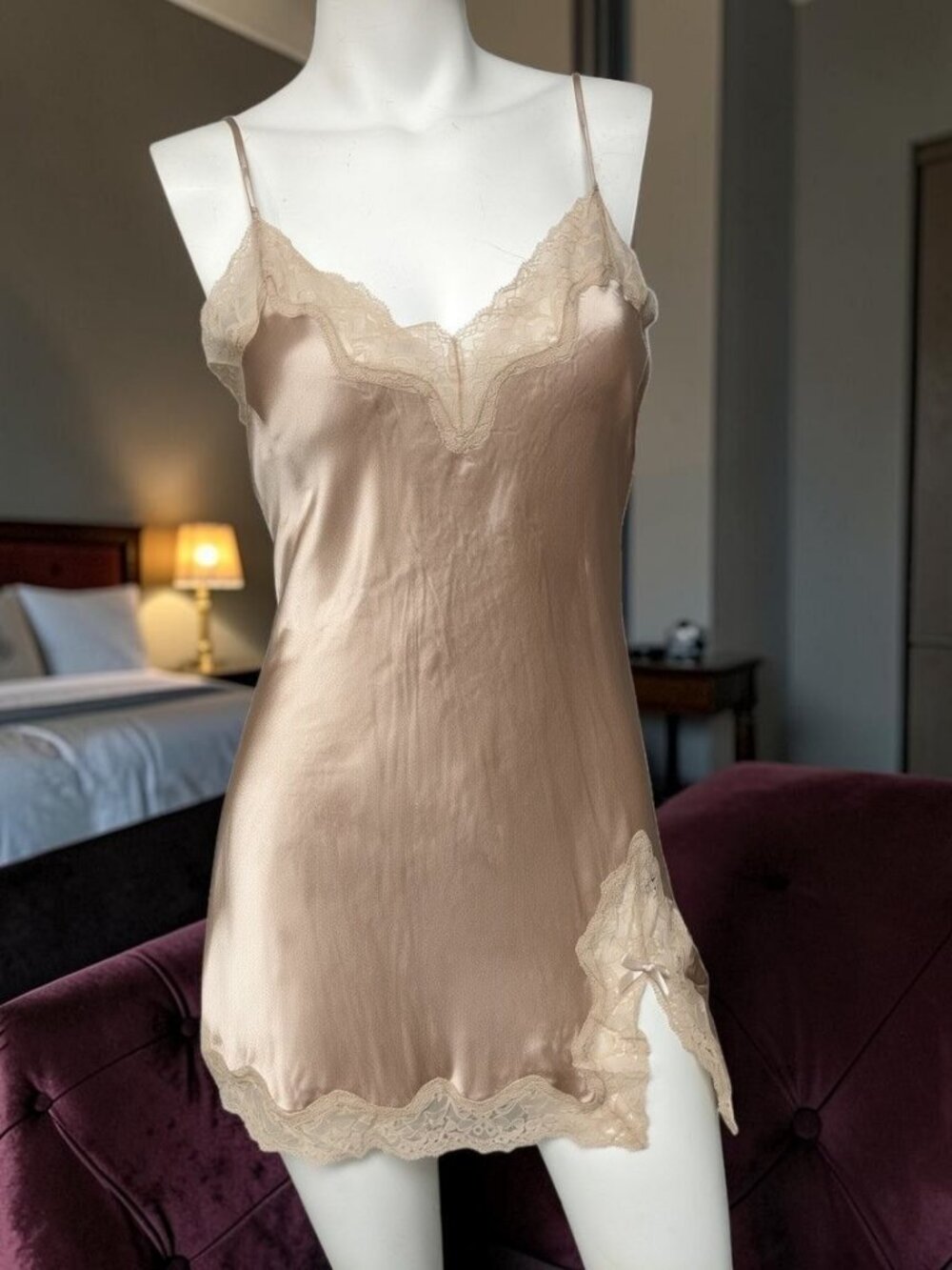 Samantha Chang SILK BABYDOLL with Lace - Small Display Model New nO Tag